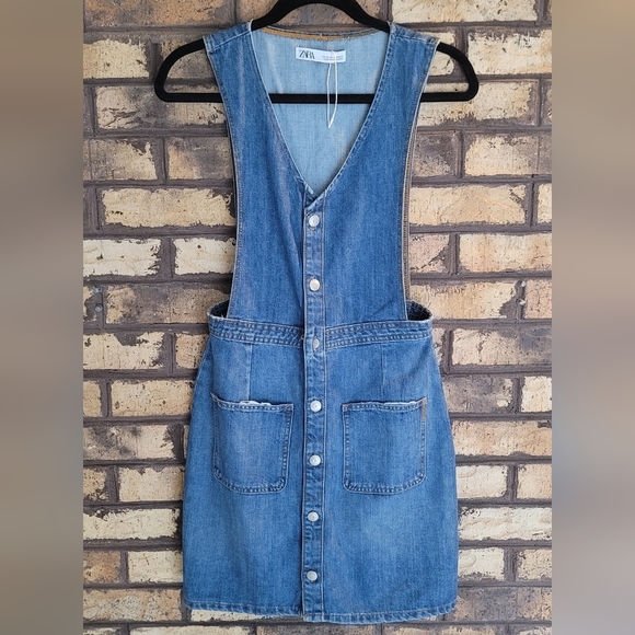C - Zara blue denim button down dress, size xs - Picture 1 of 3
